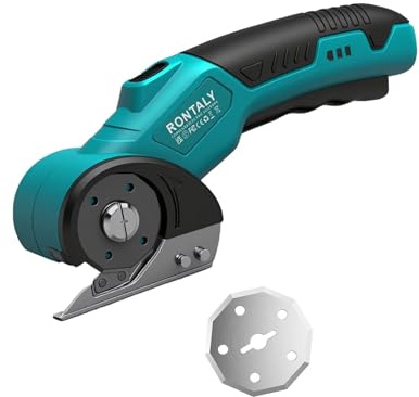 Tijeras eléctricas, cortador de cartón inalámbrico con hoja de afilado, 4 V, recargable, cortador universal, bloqueo de seguridad, luz LED, para cartón, alfombra, tela, plástico
