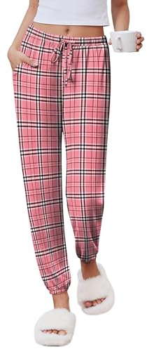 Ekouaer Women's Pyjama Pants Lounge Wear Bottoms Pocket & Drawstring S-2XL | ladies pyjamas pants, elasticated cuffs at ankles, joggers bottoms, loose-fitting legs, soft und comfy, sleep & lounge, basic