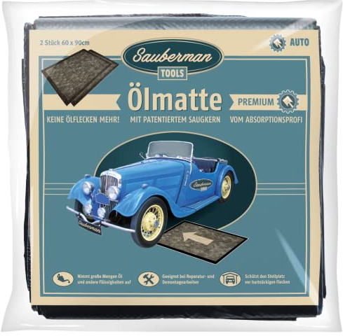 Sauberman Ölmatte 2 Stück in 60x90 cm zur Aufnahme von Altöl mit starkem Saugkern