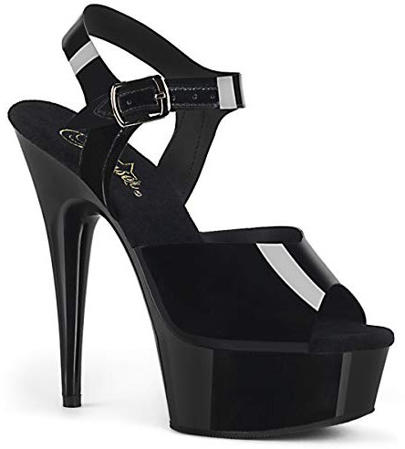 Pleaser DELIGHT-608N Damen Plateau High Heels, TPU (Thermo Polyurethan) Schwarz, EU 37 (US 7)