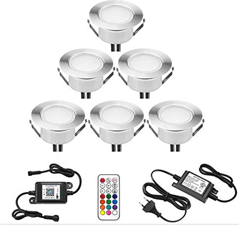 INDARUN Bodenleuchte Einbaustrahler + WiFi Controller RGBW (RGB + Warmweiß) Wasserdicht IP67 Ø 61 mm Beleuchtung für Terrasse, Patio, Weg, Wand, Garten, Dekoration, Innen und Außen