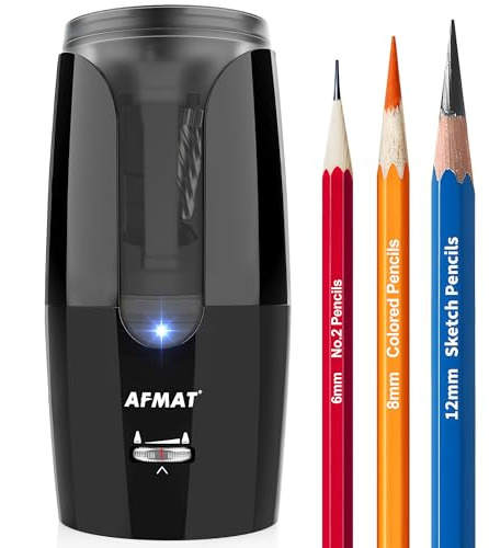 AFMAT PS29 Rechargeable Long Point Pencil Sharpener for Artist, Fast Sharpen & Auto Stop, 8-17mm Long Point, Electric Artist Pencil Sharpener for φ6-12mm Charcoal/Drawing/Sketching/Colored Pencils