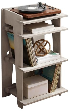 Crosley Furniture Soho Record Player Stand, Media Console with Vinyl Storage, Modern Home Organizer, Gray