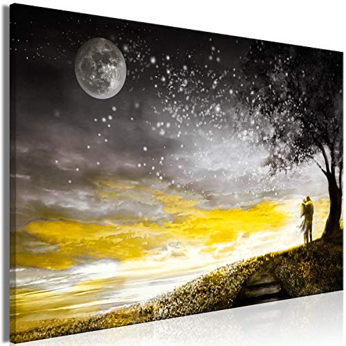 murando - Tableau Acoustique 90x60 cm 1 Partie - Décoration Isolation Phonique Bureau Chambre Panneau Insonorisant Impression sur Toile - Paysage nocturne gris et jaune h-C-0212-b-a