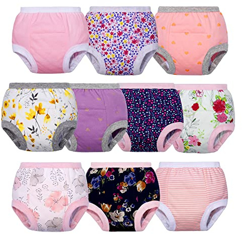 BIG ELEPHANT Träningsunderkläder för flickor Baby Girls, Träningsbyxor för IR till bomullsbad för små barn, Mjuk Absorbent, 12-månader-5T, Glänsande trädgård, 5 år