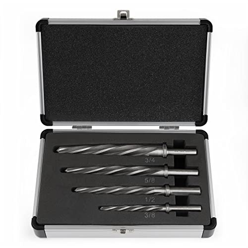 Lichamp 4pc M2 HSS Taper Reamer Set for Steel 3/8-3/4in