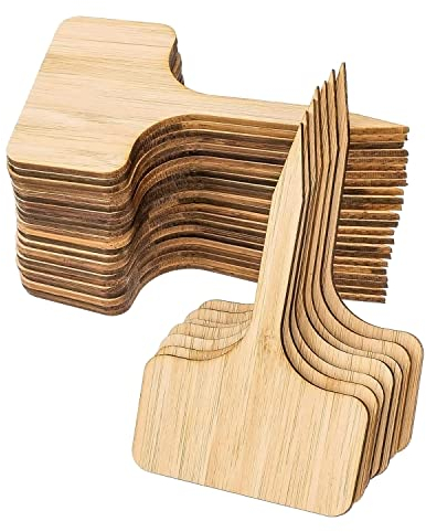 Etichette per Piante, 30 Marcatori di Piante Tag Cartellini per Piante in Bambù Legno Targhette per Piante Etichette da Giardino T Tipo Accessori per Serre, per Giardini Vasi Fiori Verdure 10x6 cm