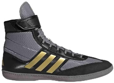 adidas Men's Combat Speed 5 Wrestling Shoe, Grey/Black/Metallic Gold, 14