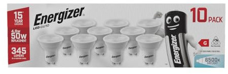 Energizer GU10 LED Bulbs Daylight 6500k - Spotlight Bulbs for Ceiling Lights, Pack of 10, HGSENERGU106500K