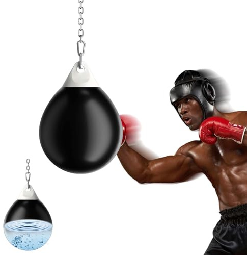 GYMAX Sac de Frappe à Eau Suspendu, avec Chaîne Métallique 100cm, Réglable Boucles, Sac d'eau de Boxe, Plus Sûr Moins Bruits, Convient pour Enfants et Adolescents(Noir)