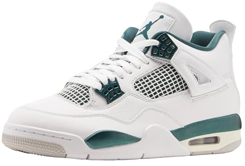 Nike Jordan 4 Retro-Herrenschuhe, Gr, Weiß/Weiß/Neutralgrau/oxidiertes Grün, 42 EU