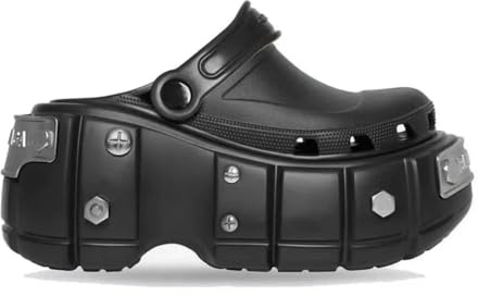 AlHECE Summer Women's Punk Rivets Platform Slippers - Creative Metal Fittings, Chunky Casual Shoes - Female Outdoor Slides - Black - 40-41