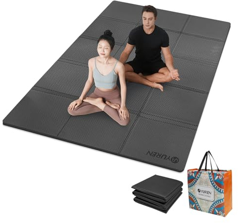 RYTMAT Tappetino da yoga pieghevole, grande, 200 x 130 cm, TPE, spessore 10 mm, pieghevole, antiscivolo, per yoga e ginnastica a casa, palestra, viaggi, campeggio