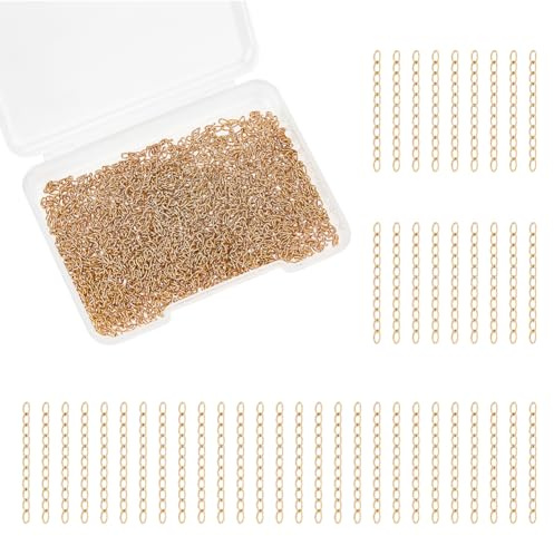 UNICRAFTALE Cirka 120 st pansarkedjaförlängning 25 mm långa ändkedjor rostfritt stål förlängningskedja gyllene kedjor pansarkedja förlängare svansar kedja armband halsband för sommargåvor