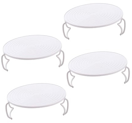 4pcs White Pp Microwave Oven Tray Rack Steaming Rack