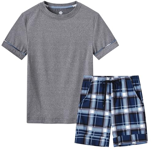 MoFiz Pijamas Niños Corto Suave Verano Conjunto de Pijama Dos Piezas Ropa de Dormir Manga Corta Camisetas de Pijama y Pantalón Cortos 8-18 Años