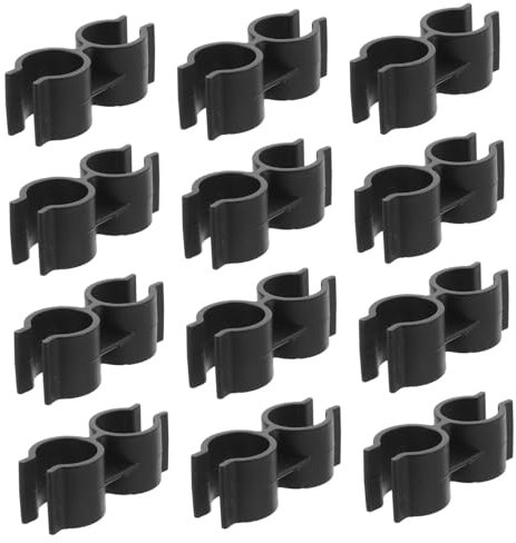 iplusmile 12pcs Plastic Double Pipe Clips Black Pipe Clamp Connectors for Shelf Pole Warehouse Garden