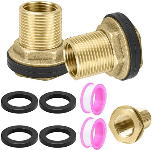 FLEXNOVA Lot de 2 raccords de réservoir 3/4 en laiton pour citerne d'eau de pluie - Raccord pour robinet, réservoir, réservoirs et fûts