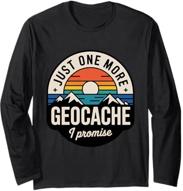 Retro 80s Sunset Geocaching for Vintage Style Lovers Long Sleeve T-Shirt