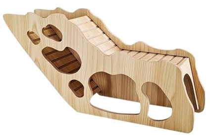 Wooden Hamster Hideout Hamster Tunnel with Ladder Syrian Hamsters Toys Wooden House Hamsters Bridge Cage Accessories for Small Animals (Style B 33 * 10 * 15cm)