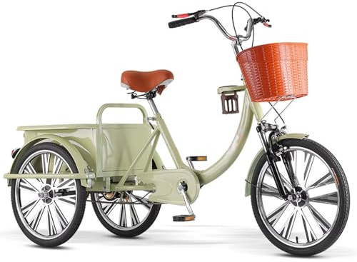 LSQXSS Tricycle Cargo avec Cabine arrière, vélo à 3 Roues avec Roues de 20 Pouces, Tricycle Adulte avec Double freinage, pour Les Loisirs, Le Shopping,Suspension Avant
