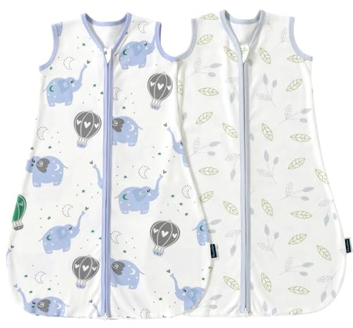 PewinGo 2PCS Saco de Dormir para Bebé 0.5 TOG 0-6 Meses Saco de Dormir con 100% Algodón | Manta para Recién Nacido con Doble Cremallera |Material Suave Transpirable y Lavable a Máquina -Beige