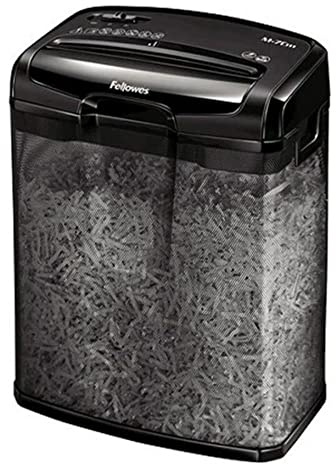 Fellowes Powershred M-7CM Personal 7 Sheet Cross Cut Paper Shredder for Home Use, Black