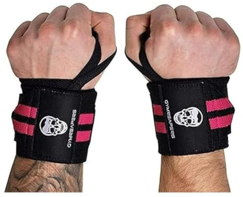 Gymreapers Muñequeras para levantamiento de pesas (grado de competencia) Soporte de muñeca de calidad profesional de 18con bucle para pulgar resistente- La mejor envoltura para levantamiento de pesas