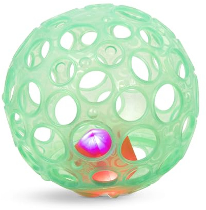 B. toys - Agarra y brilla - Pelota blanda para bebé - Juguete sensorial luminoso para bebés - pelota texturizada con agujeros - Luces brillantes y sonajero - Juguetes para bebés