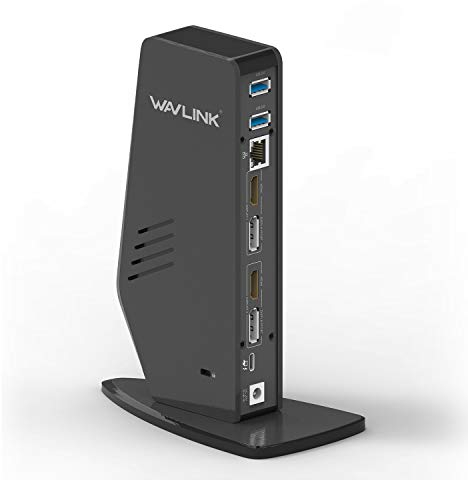 WAVLINK USB C Dual 4K Display Laptop Docking Station with 65W Power Charging for Laptop - Supports DisplayPort and HDMI for Windows and MacOS (Gigabit Ethernet, Audio, 5 USB Ports)