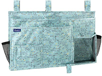 Surblue Bedside Caddy Hanging Bed Organizer Storage Bag Pocket for Bunk and Hospital Beds, College Dorm Rooms Baby Bed Rails, Camp 8 Pockets, (Large, Cartoon)