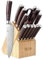 PAUDIN Kitchen Knife Set with Block,14-Piece Knife Block Set & Sharpener, German Stainless Steel Chef Knives, Ergonomic Pakkawood Handle, Professional Kitchen Knife Block Set