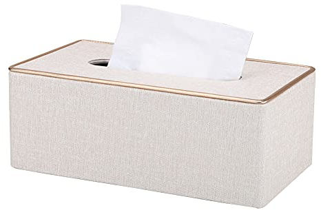 KINGFOM PU Leder Kosmetiktücher Box Taschentuchbox Tücherbox für Büro/Auto/Zuhause (Weiss)