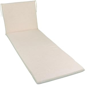 GHIOCUSCINI | Cuscino per Lettino Mare, Colore ECRU' in Tessuto Cotone/Poliestere, Sfoderabile, 52 + 130 x 57 cm, Alto 4 cm, Made in Italy