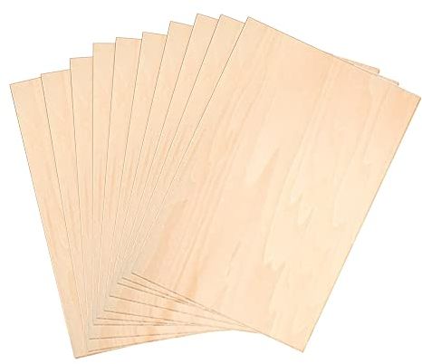 Compensato,10 pcs Fogli di Legno Pannello Legno Fette Tavole Legno Assi Legno Grezzo Listelli Legno Dischi di Legno,per Lavori Artigianali,Pittura Fai Da Te,Modellazione,Decorazione