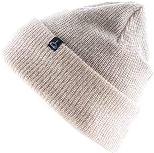 ALTIDUDE Winter Mütze Hermit Rip Grob Strickmütze Unisex Beanie Merino Wolle Beige
