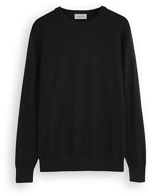 Diana Studio, Pull basique col rond Homme noir, 100% laine mérinos, couleur unie, manches longues, taille XL, regular fit