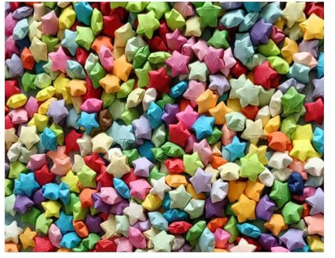 PANSHA 400PCS Premade Origami Lucky Paper Stars Cheerful for Christmas New Year Party Aniversary Wedding Valentine's Days Gifts Arts for Classmate Girlfriend DIY Projects