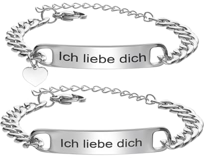 JSNOM Partnerarmbänder Geschenk Pärchen Armband: Paare Partner Armbänder Silber Edelstahl mit Ich Liebe Dich, Geschenke für Geburtstag Hochzeit Weihnachten Valentinstag für Herren Damen (ILY) (A)