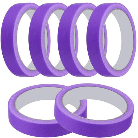 sourcing map Masking Tape 18 mm x 20 Meters Painters Tape Adhesive Paint Tapes for DIY Crafts Arts Wall Painting Labeling Car Home Office Decoration, Purple, Pack of 6