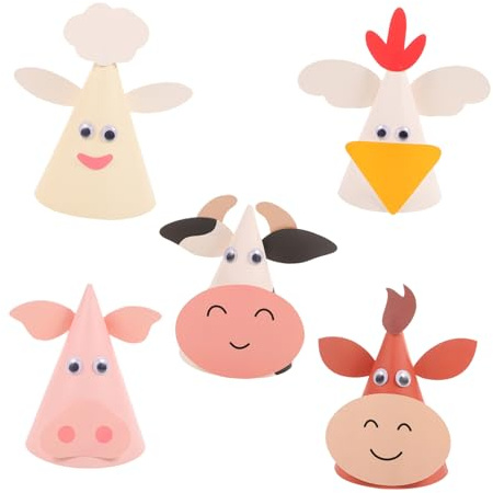 LRXIYODE 5 Pezzi Cappelli di Compleanno Bambini Tema Animali Cartone di Carta Adorabili Cappellini per Feste di Compleanno Ragazzi e Ragazze