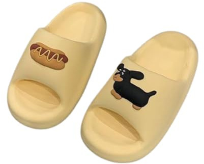 ZNEL Donna E Uomo Pantofole Stampa con Motivo Hot Dog E Bassotti Ciabatte da Doccia Sandali da Spiaggia E da Piscina Scarpe da Bagno Antiscivolo per Interni(38/39 EU, Yellow)