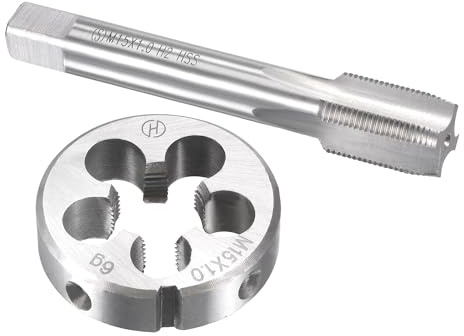 TA-VIGOR M15 x 1mm Metric Tap and Die Set, Machine Thread Screw Tap with Round Threading Die, Heavy Duty Tap & Die Kit for DIY, Repair, Cutting External and Internal Thread