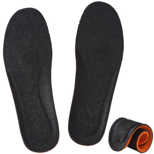 7STROBBS Thermal Memory Foam Insoles for Men Women, Warm Felt Inner Soles, Cushion Fleece Wool Inserts for Winter Shoes, Slippers, Welly, Snow Walking Boots Black UK 8