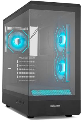 NOX XTREME PRODUCTS HUMMER SIGNAL – Miditower ATX | M-ATX, ARGB utan ram, härdat glas, GPU-stöd upp till 420 mm, magnetiskt dammfilter, plats för 9 fläktar, 3×120 mm inkluderade, Svart
