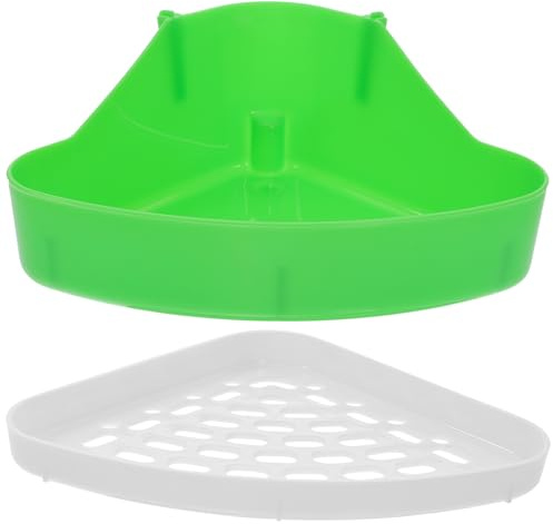 Toyvian Small Animal Litter Box Corner Toilet Tray for Guinea Pig Rabbit Hamster Ferret Cage Pet Training Potty with Green Base, Household Pet Toilet for Cage Use