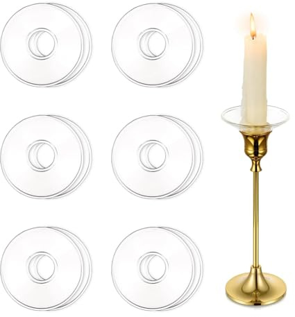 Gokelomg set 12 glasbobeches vaxfångare för ljushållare, droppskydd för stavljus och bordsdekoration