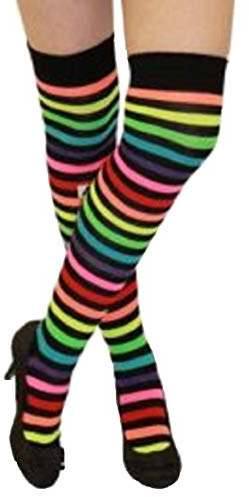 Crazy Chick New Womens Over The Knee Long Horizontal Stripe Print Ladies Thigh High Striped Patterned Overknee Socks