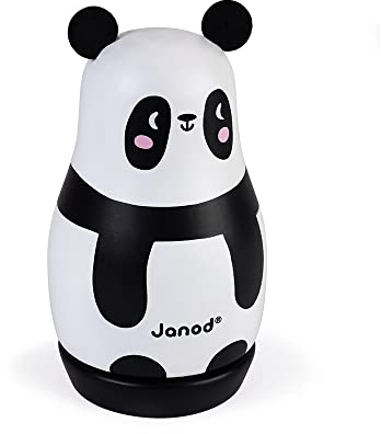 Janod - Panda-Spieldose aus Holz - Kinderzimmer-Deko - Ab 1 Jahr, J04673, Schwarz