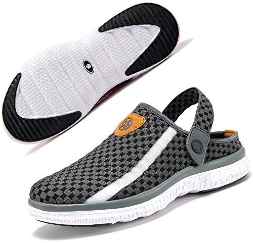 Gaatpot Zuecos y Mules para Hombre Zapatillas de Casa Verano,Gris Oscuro,47